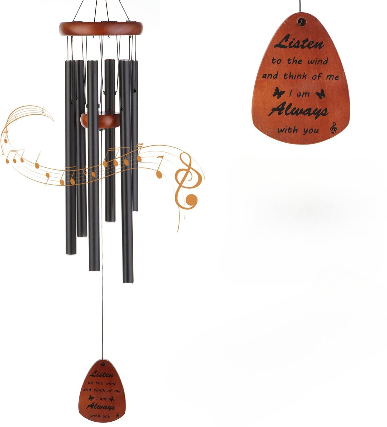 

1pc 6 Tubes 82cm Aluminum Alloy Wind Chimes with Hook Black Bells for Outside Home Wedding Decoration Ornaments Gifts