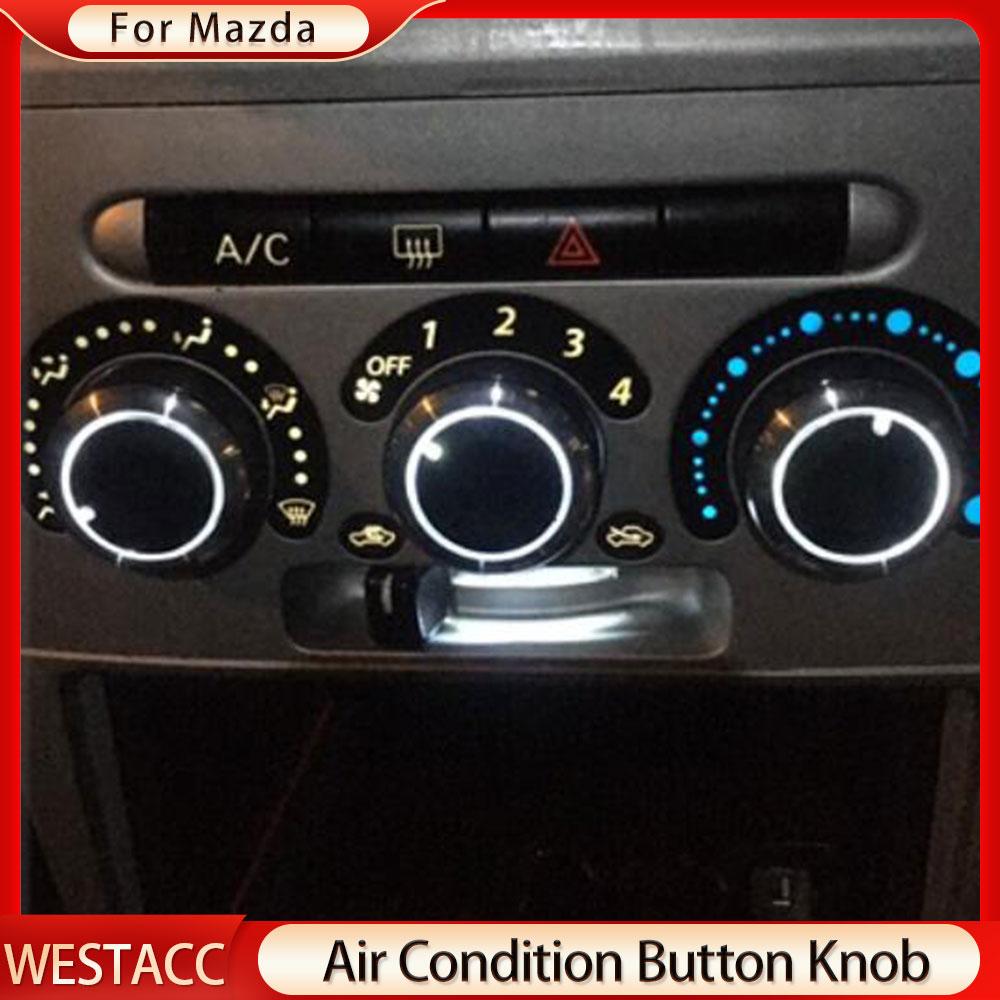 3Pcs/set Aluminum Alloy Air Conditioning Knob AC Knob Cover for Mazda 3 BL 2010 - 2013 Heat Control Switch Button