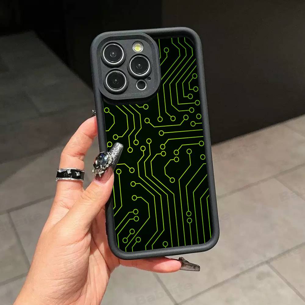 Printed Circuit Board Pattern Phone Case For IPhone 17 16 15 13 11 12 14 Pro Max Plus Silicone Cover Shell