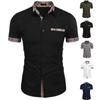Summer Solid Color Short-sleeved Shirt Pocket Contrast Color Fashion Button Down Shirt Top