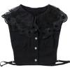 Women's Big Lapel Fake Collar Lace White Chiffon False Collar Ladies Lapel Shirt Blouse Detachable Collar for Sweater Decorative