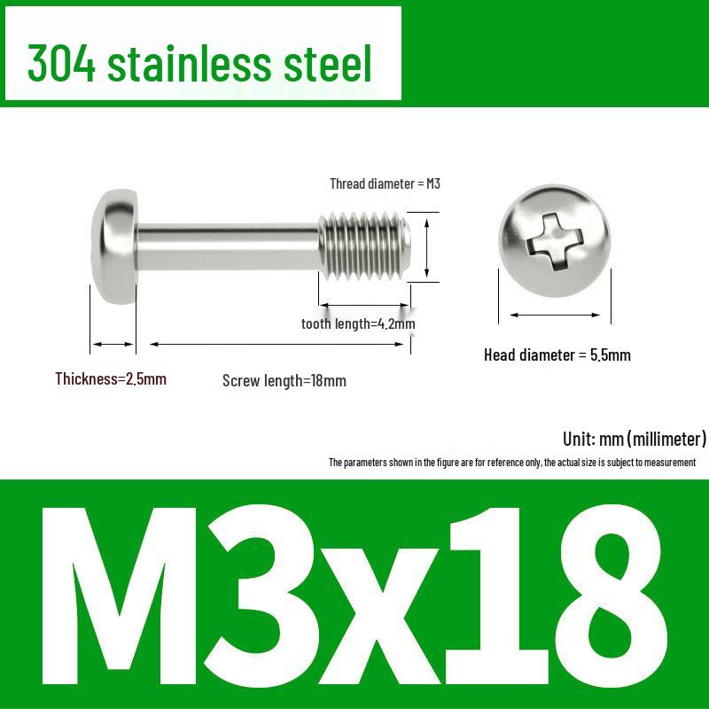 Yigu 304 Stainless Steel Phillips Round Head Captive Screws - M2/M3/M4 Half Thread Pan Head Machine Screws
