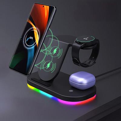 3in1 Wireless Charger Stand With RGB Lamp For Samsung S24/S23/S22/S21/S20/Note20/Galaxy Watch 7Ultra/6Classic/5Pro/4/Buds 3/2Pro