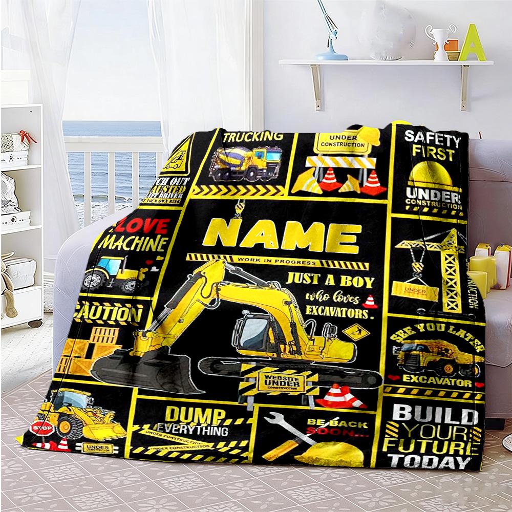 Excavator555555 Personalized Text Blanket Multi-purpose Customizable Blanket Ultra-Soft Throw For Bed Couch Office Picnics All-Season Use