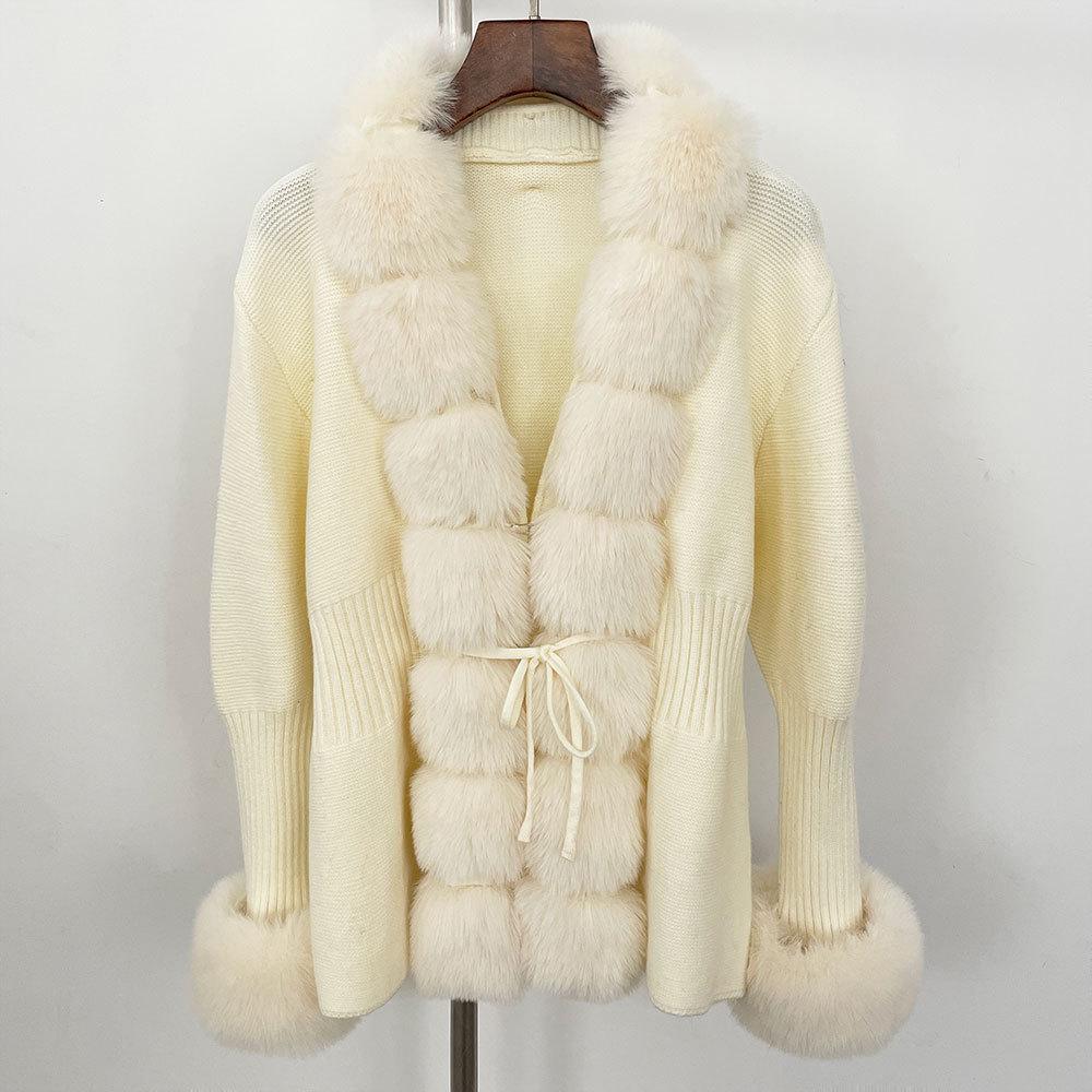 

Spring & Autumn Faux Fox Fur Cardigan Sweater for Women