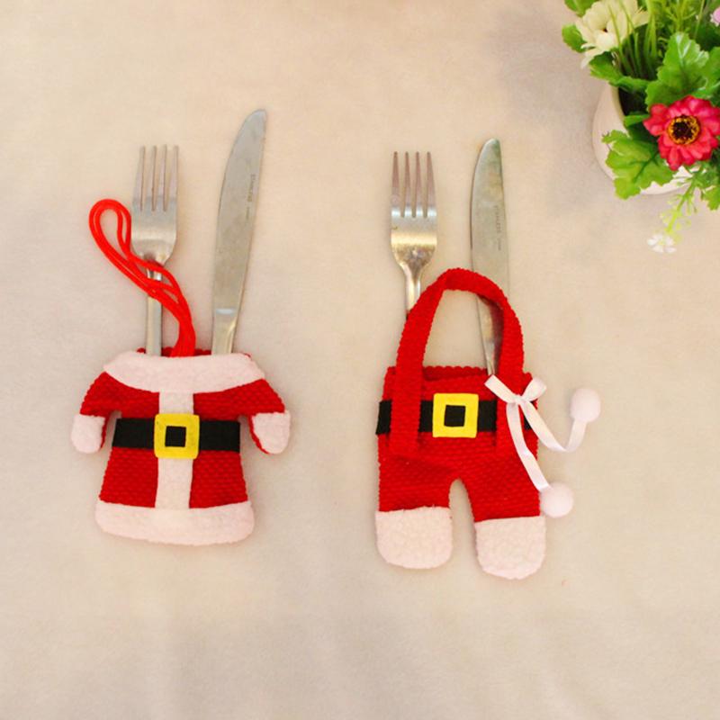 

Новые 6 шт. рождественские украшения Санта-Клаус держатели для столового серебра карманы декор для ужина высокое качество красный