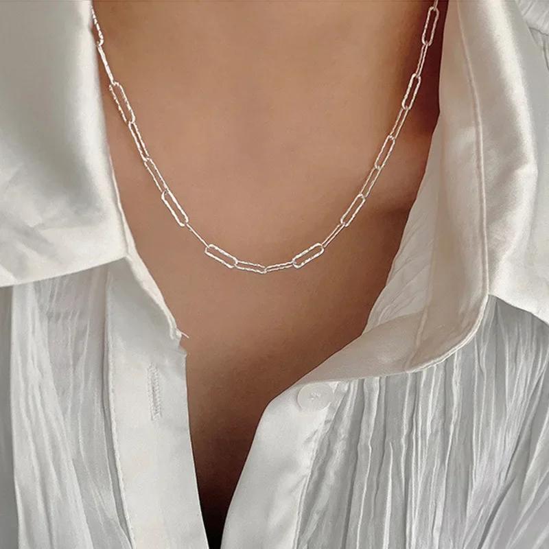 Popular Silver Colour Sparkling Clavicle Chain Choker Necklace Collar for Women Fine Jewelry Wedding Party Birthday Gift Fashion