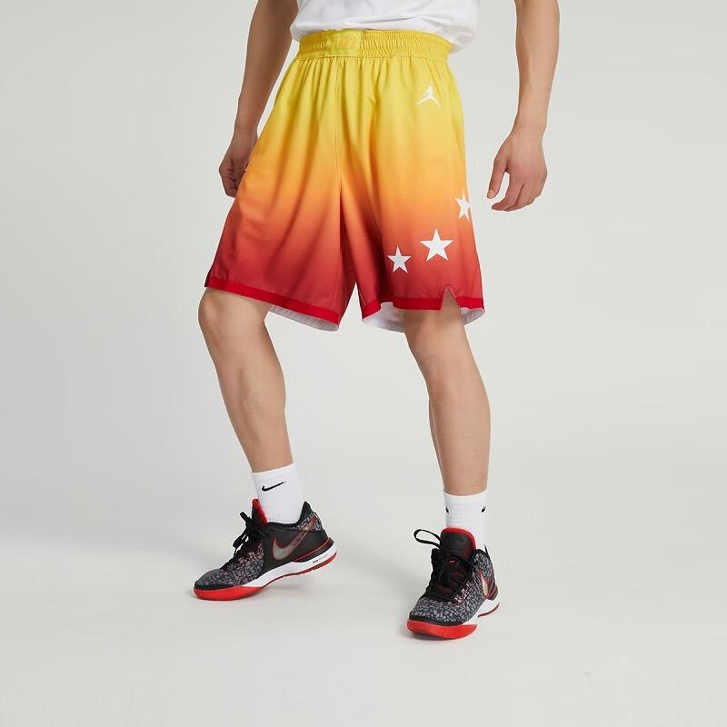 Nike x NBA Collaborative Dri-Fit Colorblock Graphic Print Drawstring Shorts Men bottoms Red DX6335-600