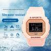 Korean Style Square Sports Watch for Students - Jelly Color, 50M Waterproof, Fashionable Design