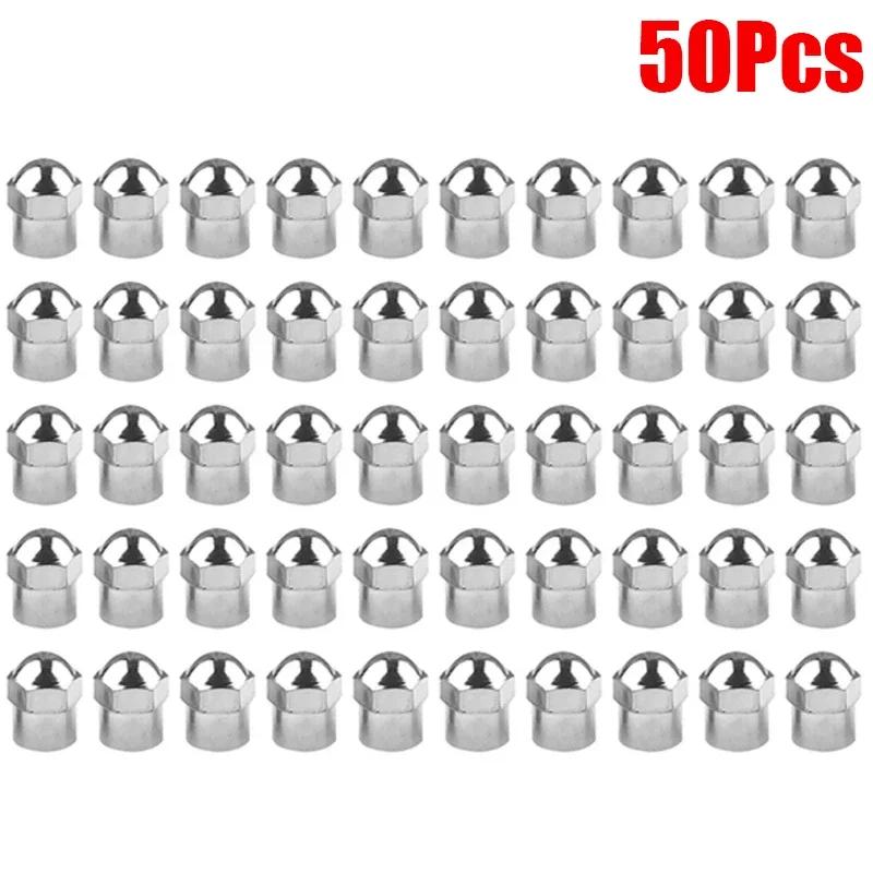 Car Tire Valve Caps Silver Round Head Chrome Plating Dust Proof Covers Cars Motorcycles Bike Tyre Styling Valve Cap Accessories