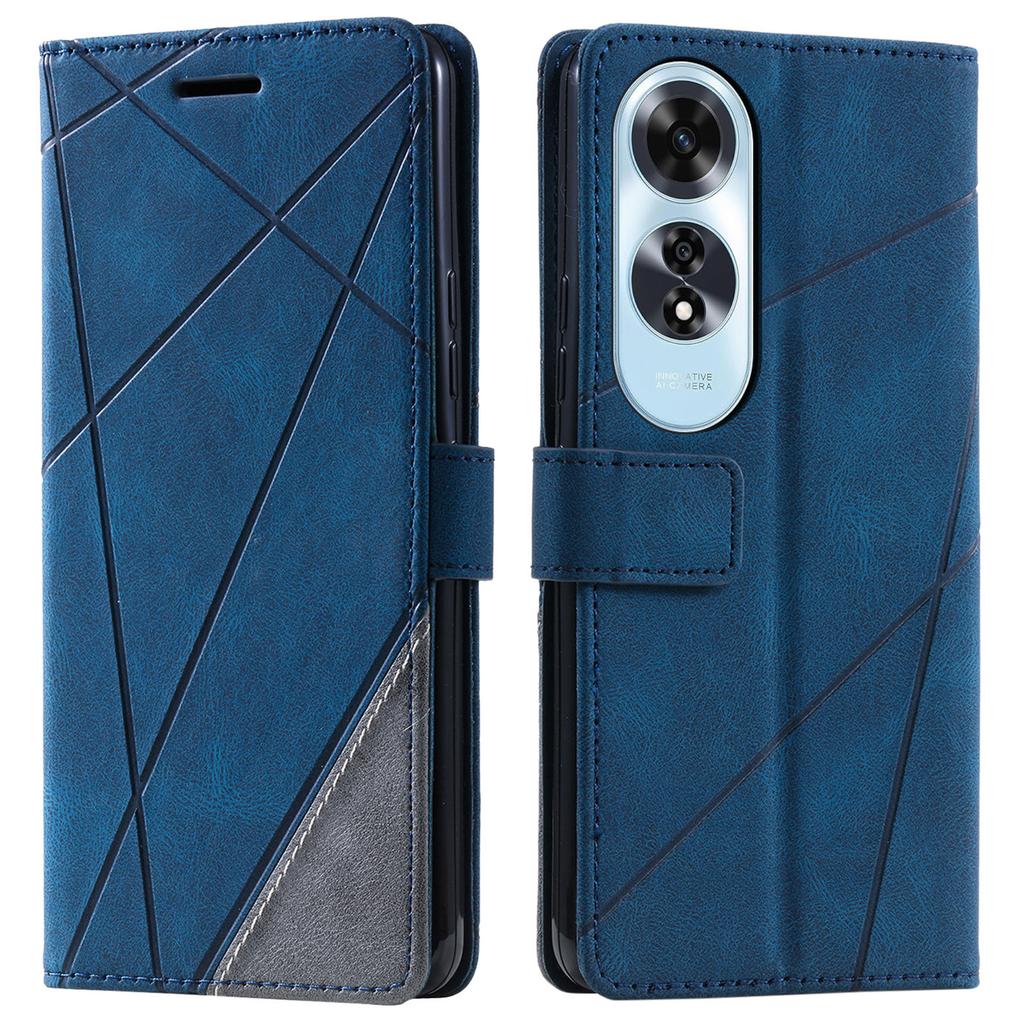 For Oppo A60 4G Case Imprinted Lines PU Leather Splicing Wallet Phone Cover