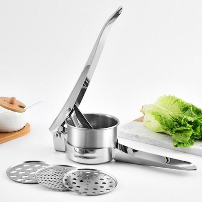 1 stk Potetpresse i rustfritt stål med silikonhåndtak og utskiftbart chassis Potetmosere Presser Mosing Mos Poteter