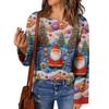 Women's Fashion Long Sleeve Christmas Snowman Snowflake Print Jacket Cardigan