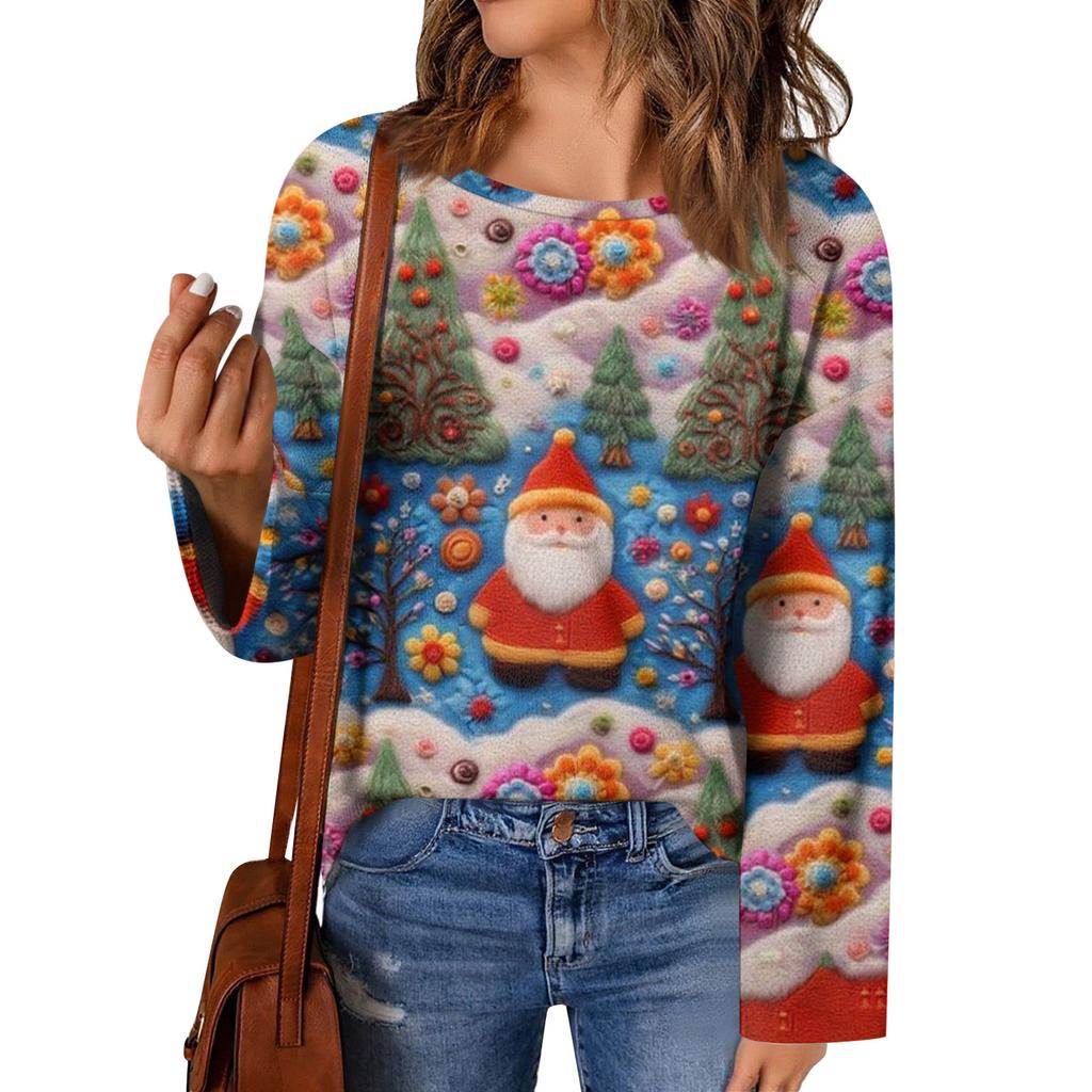 Women's Fashion Long Sleeve Christmas Snowman Snowflake Print Jacket Cardigan
