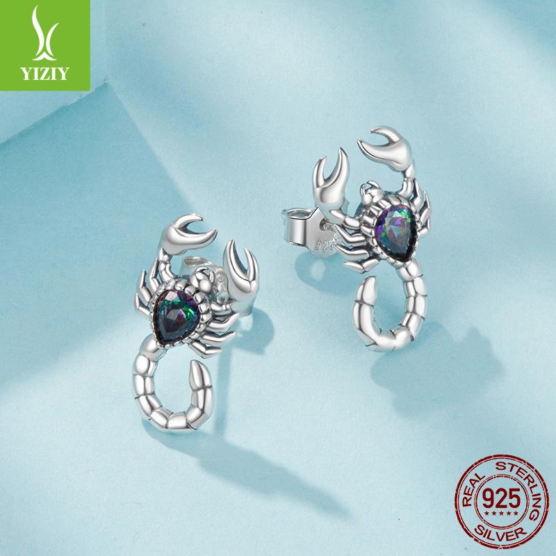Retro Scorpion S925 Sterling Silver Stud Earrings Cross-Border Foreign Trade Explosion Men'S And Women'S Light Luxury Niche Earrings