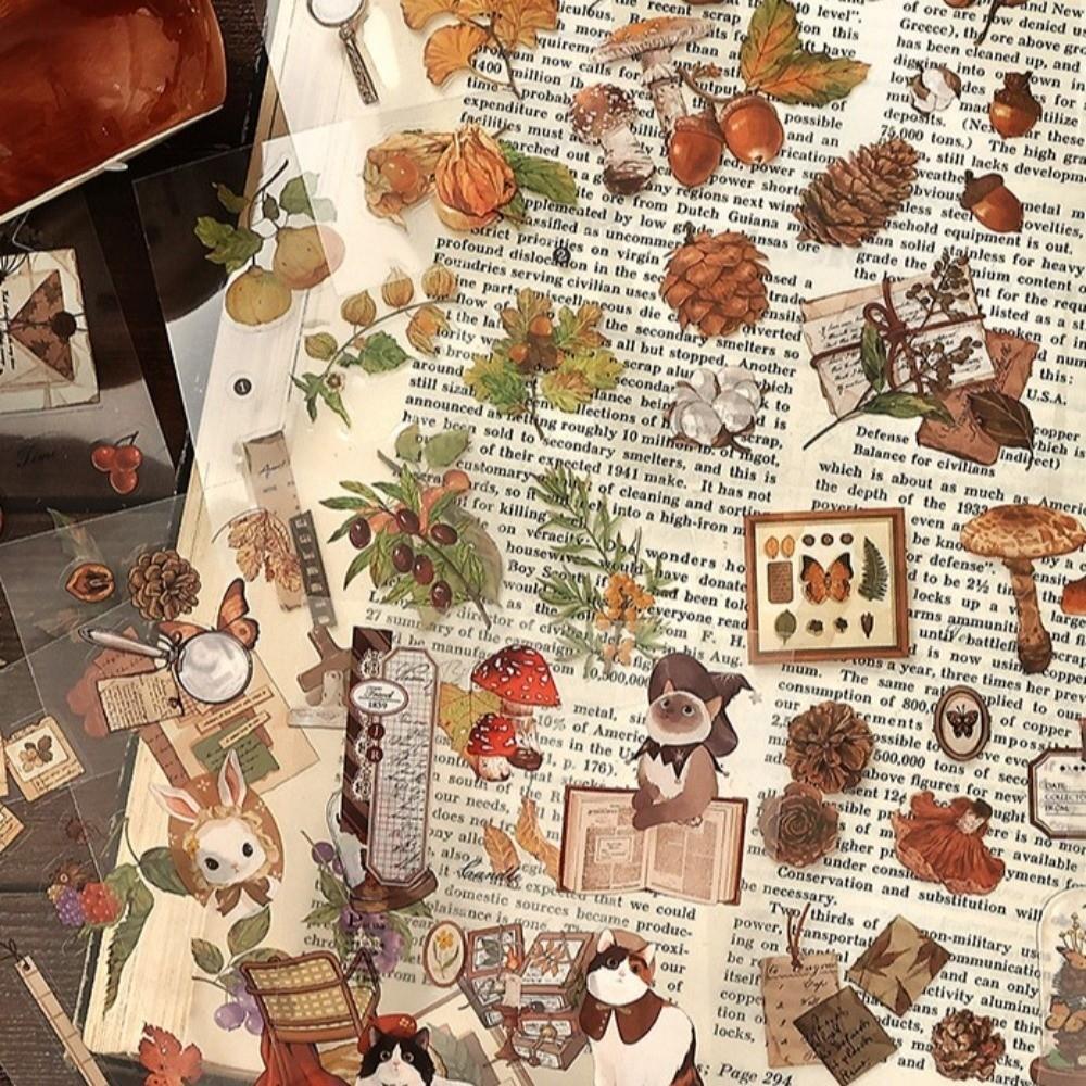20sheets Retro Sticker Book Nature Aesthetic Botanical Decor Stickers  Journal