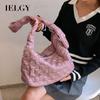 IELGY Cloud Bag Plaid Pleated One-Shoulder Cotton-Padded Bag Large-Capacity Casual Korean Version Diagon