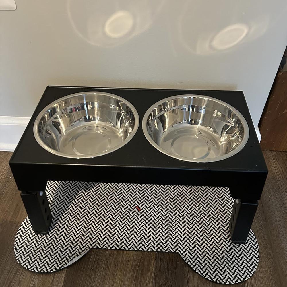 Elevated Dog Feeder Bowls Adjustable Raised Stand with Double Stainless Steel Food Water Bowls Small Medium Large Dogs