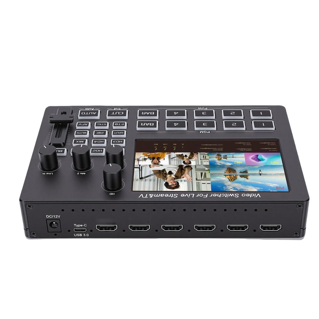 1080P Video Switcher 5 Inch Screen OSD 4 Channel HD Multimedia Interface Live Stream Switcher for Multi Camera