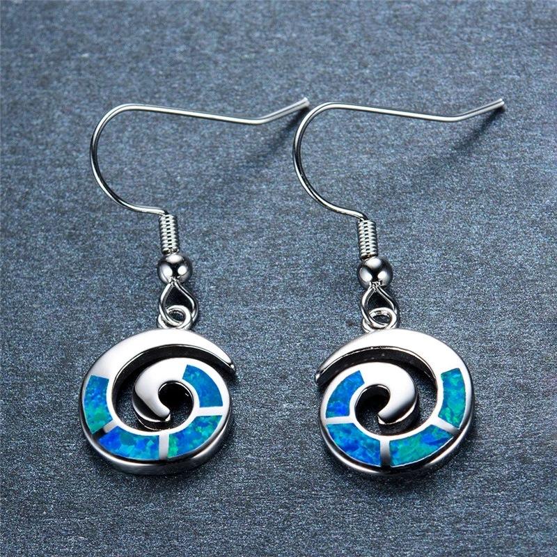 New Korean Style White and Blue Spiral Versatile Ear Hook Design Personalized and Fashionable