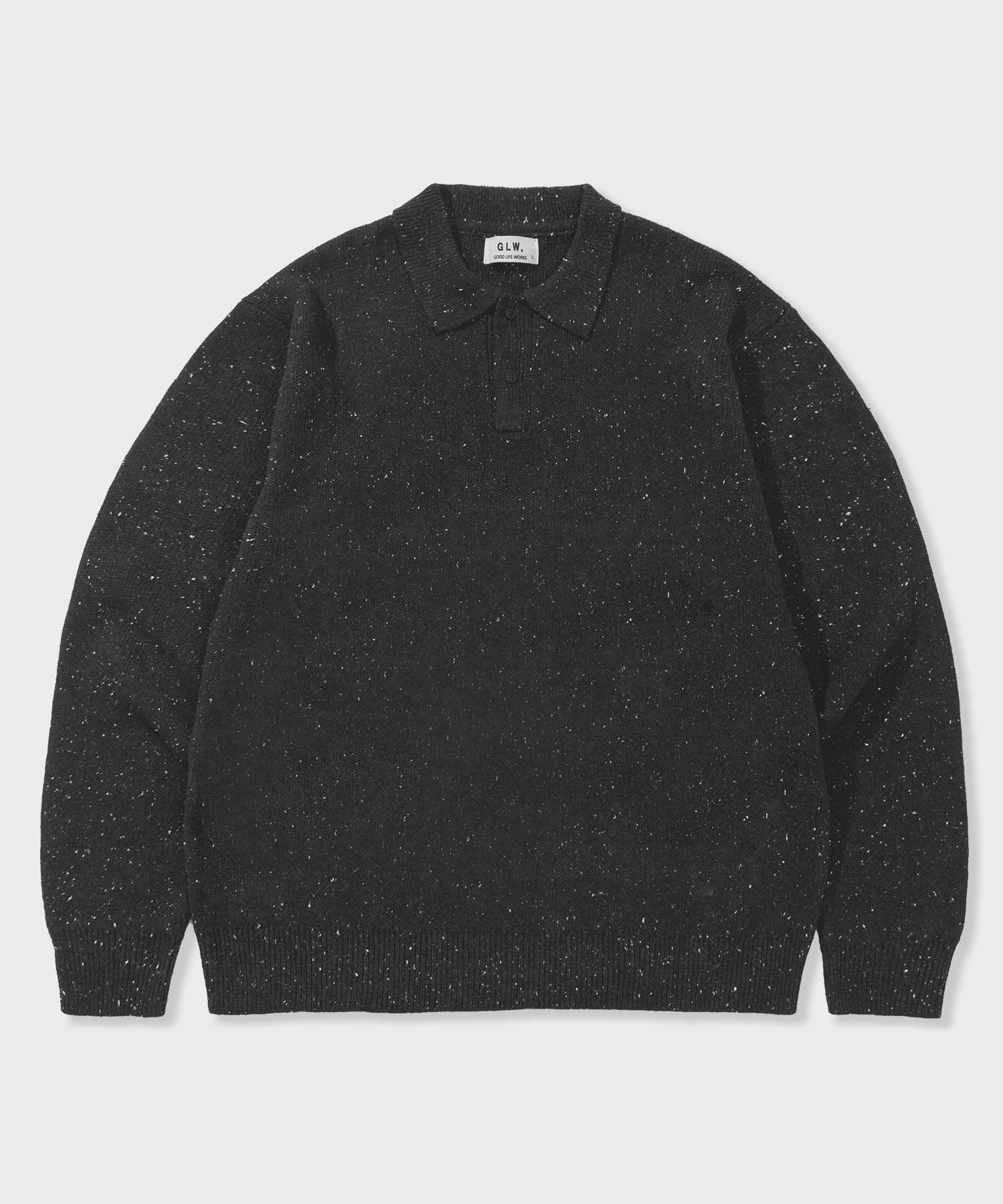 Good Life Works Oversized Heathered Collar Knit Charcoal Note/S