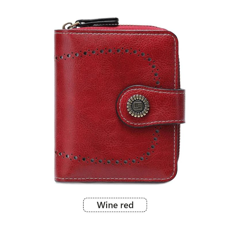 Women Retro Hollow Out Short Wallet Multi-Card Zipper Purse Clutch High Quality Multi Slot Card Wallet And Coin Purse Fashion Buckle Handbag