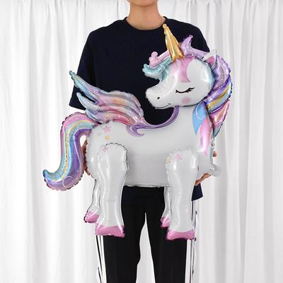 Rainbow Unicorn Standing Foil Balloons Kids Girls Unicorn Birthday Party Decoration Favors Baby Shower Supplies Animal Balloon