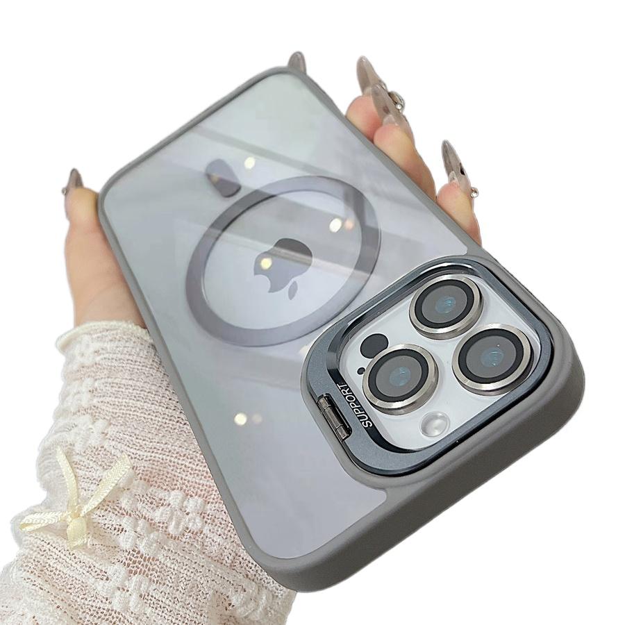 Luxury Magnetic Shockproof Phone Case For iPhone 16 15 14 13 12 11 Pro Max For Magsafe Funda Stand Glass Lens Protector Cover