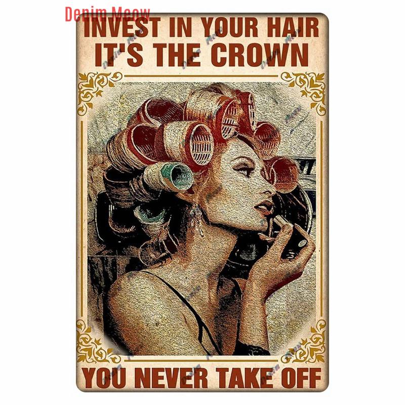 Vintage Hair Stylist Metal Tin Sign, Tattoo Artist Metal Poster, Retro Hairdressing Salon,  Room Wall Poster, Home Decor WY243