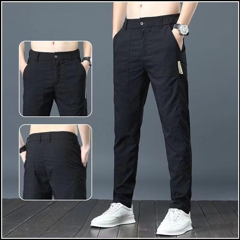 

Men s Pants Ultra-thin Ice Silk Casual Pants Versatile Loose Straight Leg Summer Thin Quick-drying Casual Long Pants 28 чёрный