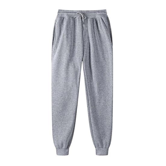 Men Sweatpants Mid-rise Elastic Waist Adjustable Drawstring Sport Pants with Pockets Solid Color Casual