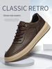 Baskets Homme Haut de Gamme en Cuir Véritable 2025: Chaussures décontractées polyvalentes à semelles épaisses en cuir de vache