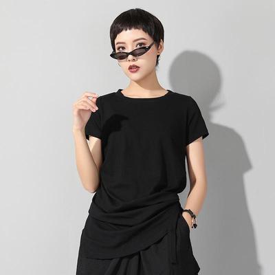Europees & Amerikaans Zomer Onregelmatig Geplooid Slim-Fit Dames T-shirt - Korte Mouwen, Dun, Losse Pullover.