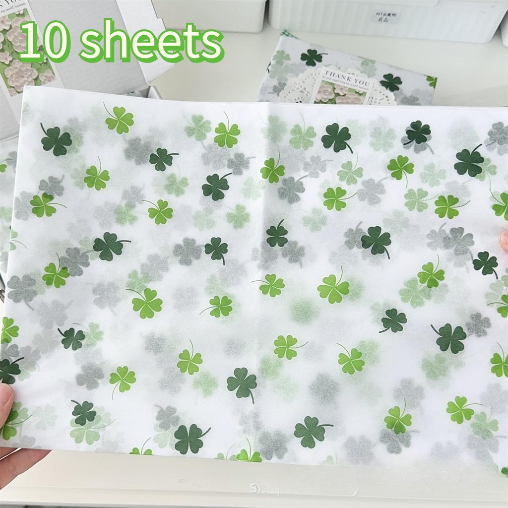 10/40 sheets Lucky Clover Patterned Thin Paper,Gift Wrapping Paper, Suitable for St. Patrick's Day, Weddings,Bouquet Wrapping