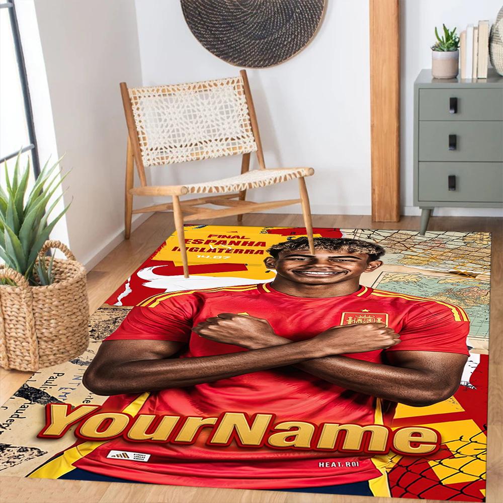 Lamine Yamal 32 Customize Text Carpet Suitable for Living Rooms Dining Room Playrooms Bedrooms Antislip Carpet Anime Office Decor