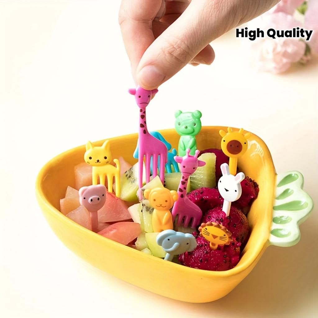 10pcs/set Cute High Quality Animal Fruit Fork, Christmas Party Cartoon Fruit Fork Set Reusable Snack Cake Dessert Food Fork