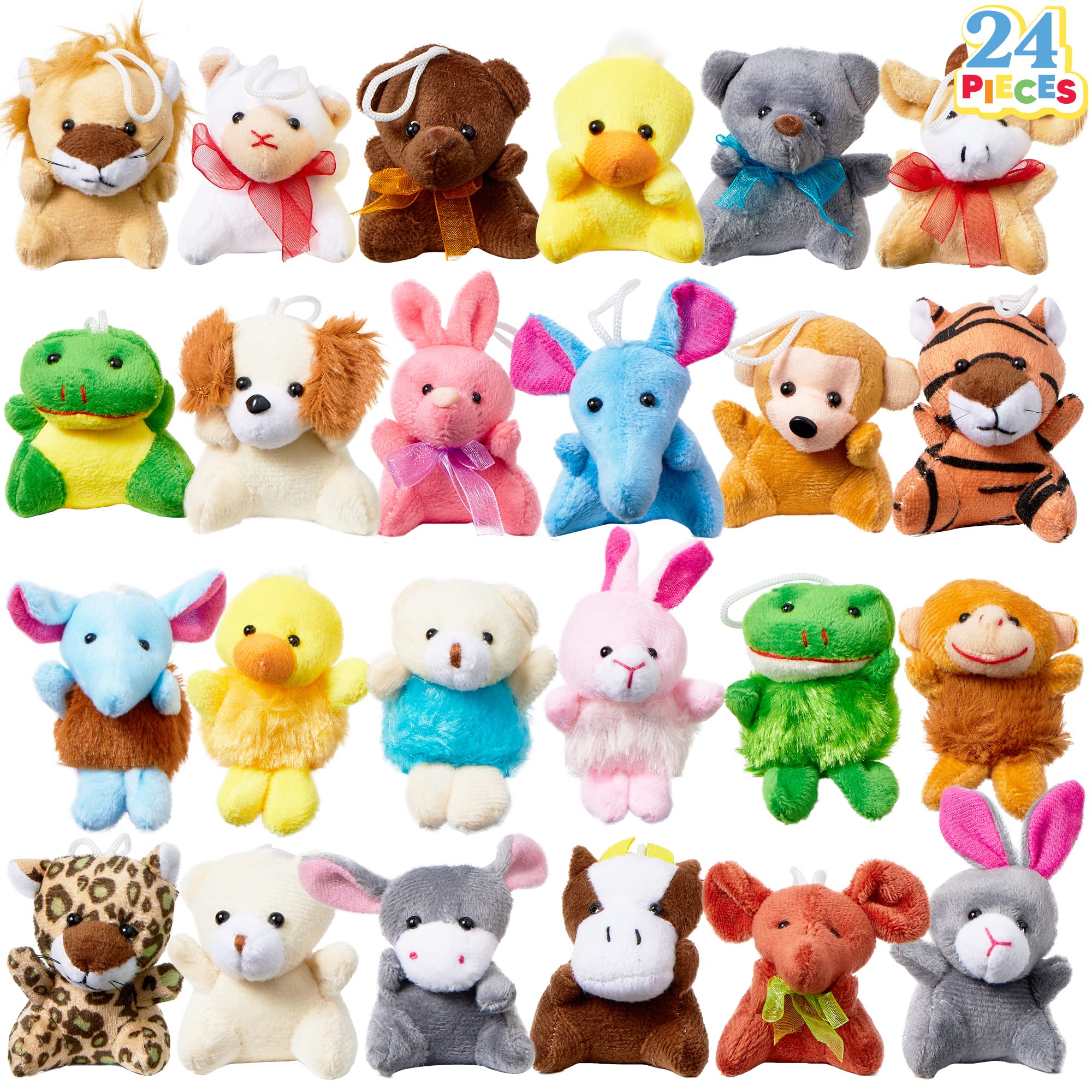 

24 Pcs Mini Animal Plush Toys, 3” Stuffed Animal Bulk for Kids Birthday Party Favors, Presents, Pinata Fillers, Goodie Bag Fille