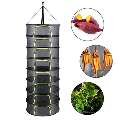 Red Plegable para Secado de Hierbas de 60CM 2/4/6/8 Capas Cesta Secadora Redonda para Plantas con Cremallera Resistente para Interiores