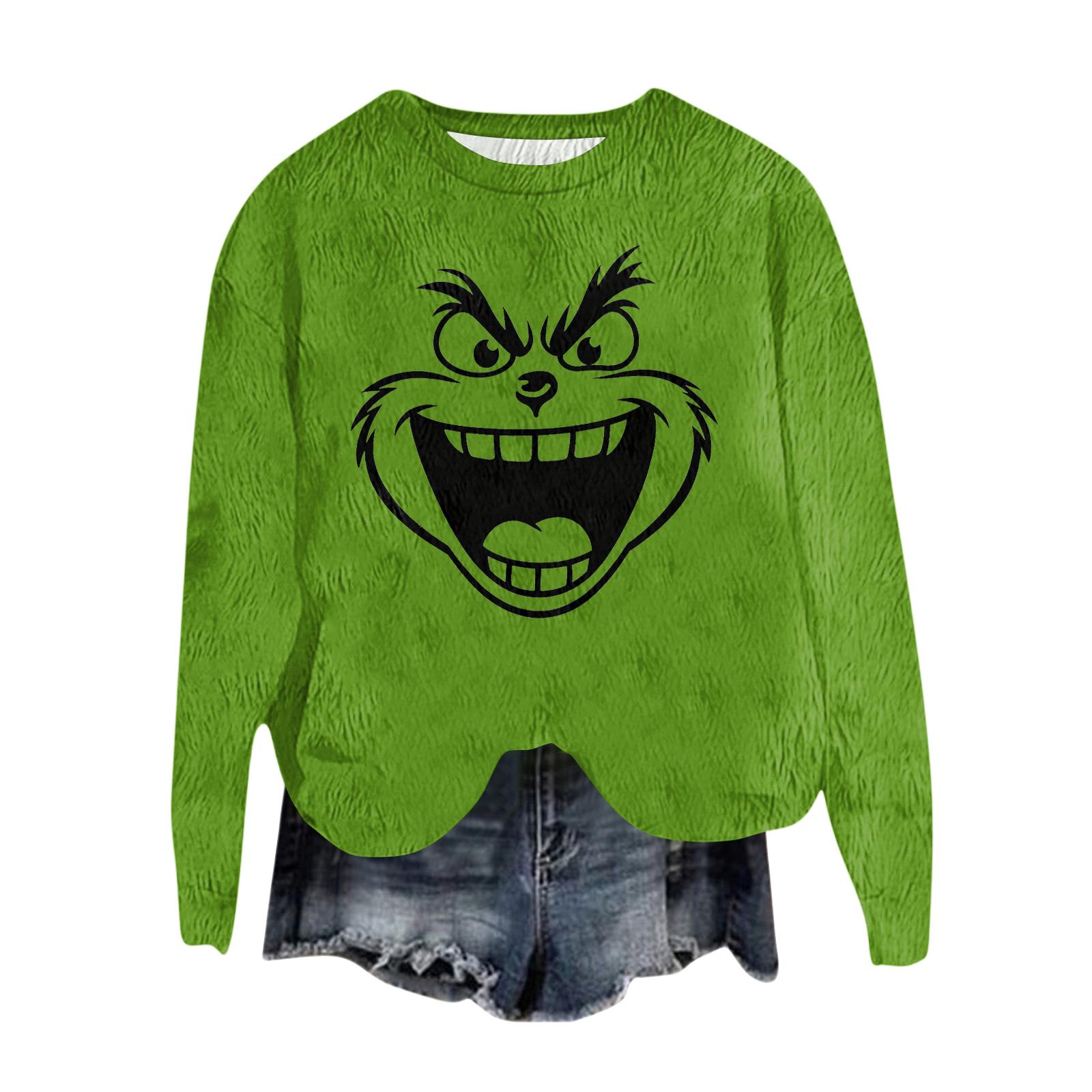 

Женский модный пуловер с круглым вырезом и длинными рукавами, толстовка с рождественским принтом XL