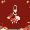 Colorful Enamel Year Of The Sheep Lucky Keychain With Gold Clasp And Blessing Tag For Lunar New Year Gift Purse Decoration