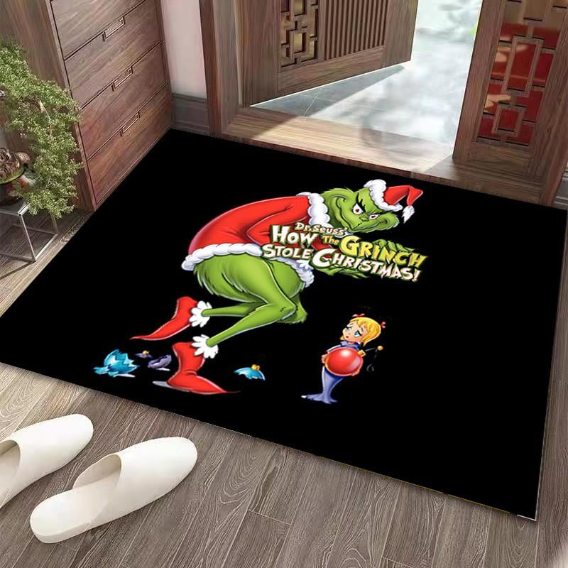 Grinch Christmas Doormat Non-Slip Floor Mat Entryway Hallway Living Room Holiday Decor Square Washable Rug