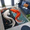 Luxurious Lucky Koi Fish Yin Yang Carp Cartoon Rug for Bedroom Living Room Sofa Home Doormat Decor,Large Kids Non-slip Floor Mat