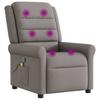 Reclining Massage Armchair, Taupe, Fabric Upholstered
