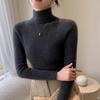 Women's Striped High Neck Wool Sweater - Slim Fit Long Sleeve Knit Base Layer Top