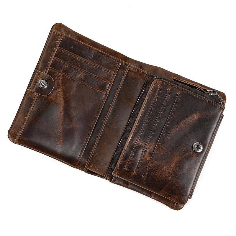 Genuine Cowhide Men Wallet Trifold Short Wallet with Coin Pocket Multi Card Slots Real Leather Coin Purse for Men Daily Use