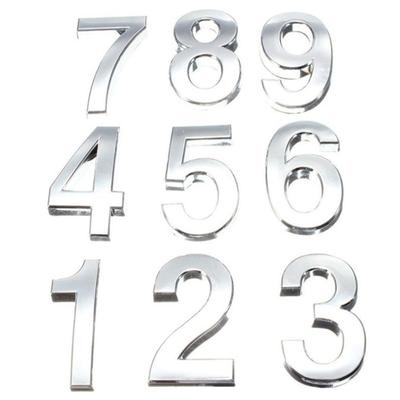 Nowe cyfry 3D 0-9 Numer Srebrna naklejka 5 cm Tabliczka z numerem drzwi hotelowych Srebrna tabliczka z numerem Nowoczesne platerowane do dekoracji domu