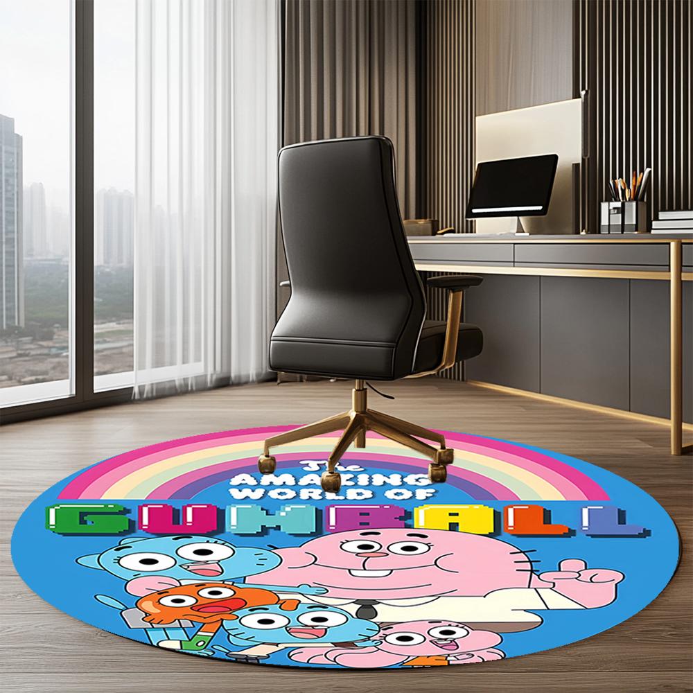 Die erstaunliche Welt von Gumball Bedruckter runder Teppich Teppich Stuhlteppich Bereichsteppich Eingang Fußmatten, für Bürostuhl Wohnzimmer Schlafzimmer Küchenraum.