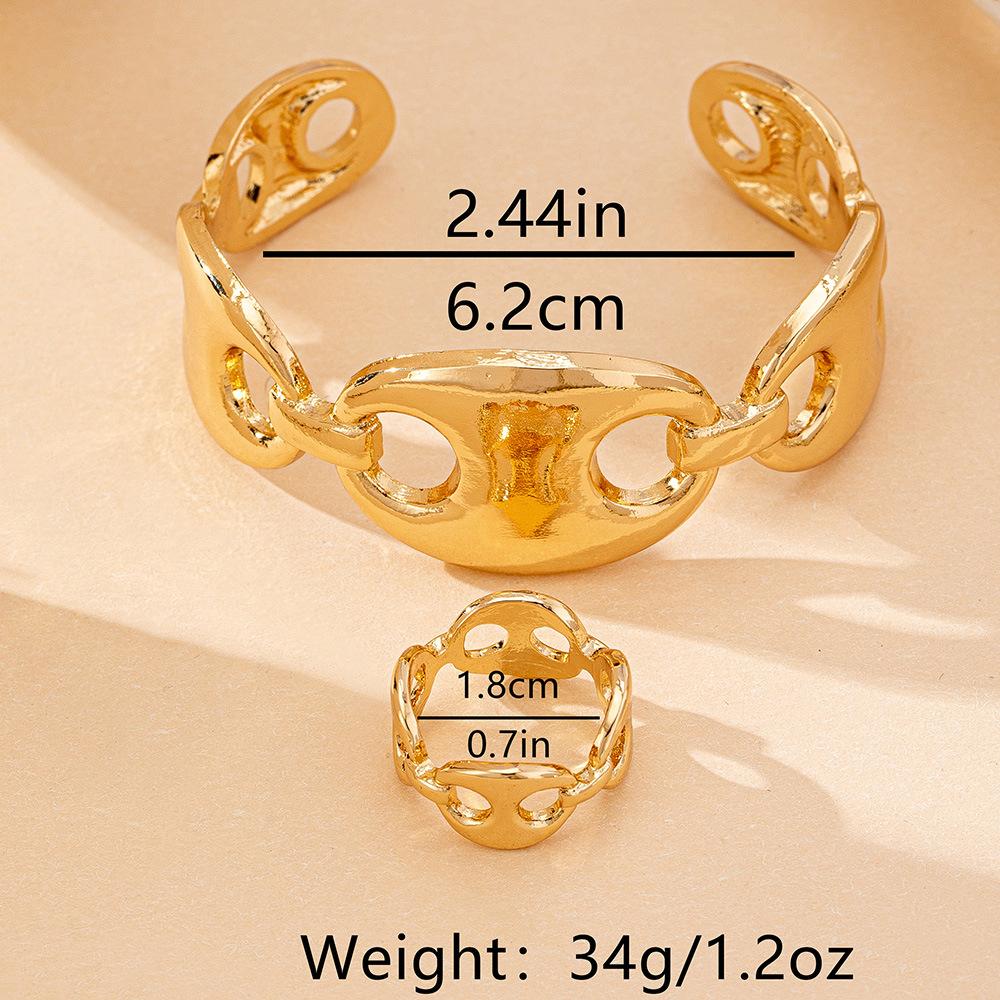 Fashion Trend Ring Bracelet Set Personality Simple Electroplated Set Women Punk Jewelry Accessories