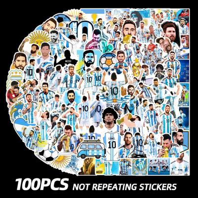 Adesivi Graffiti Calcio Messi da 100 Pezzi per Valigie, Skateboard, Borracce e Quaderni