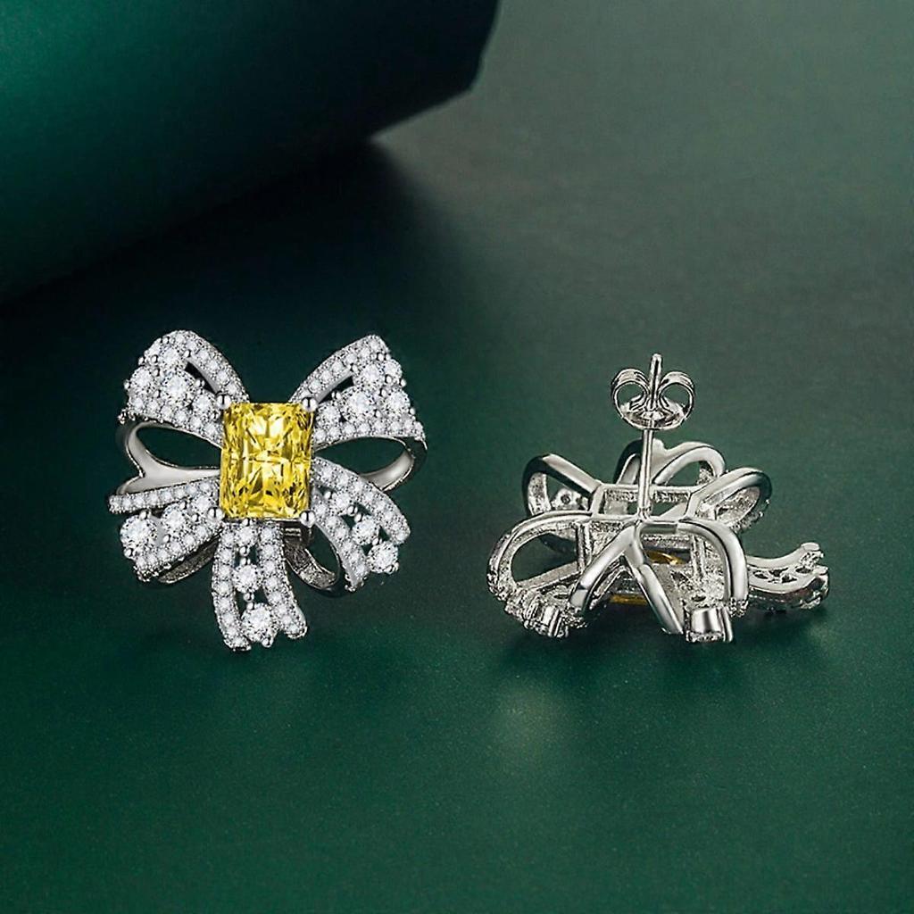 Diamond Earrings for Women Bows Emerald Earrings Jewelry for Her Birthday Christmas Gifts